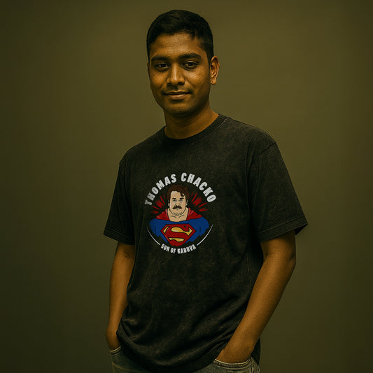 Lalettan Superman Acid Wash T-Shirt